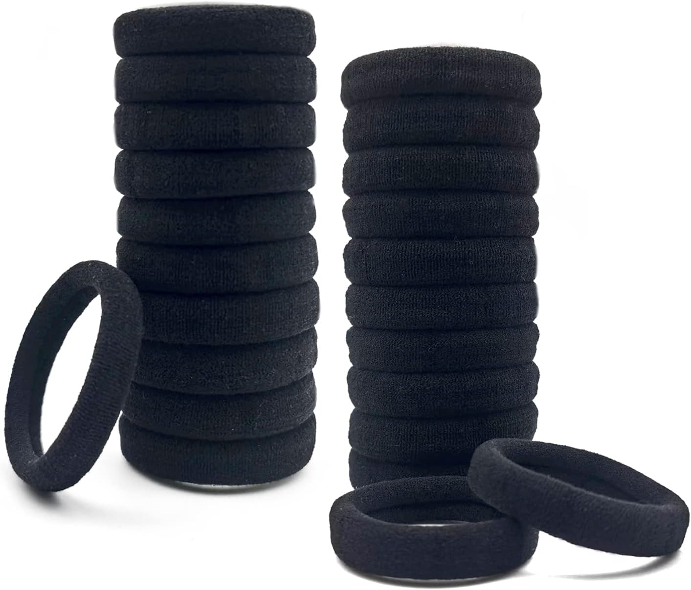 Hair Bobbles for Women, 30 Pack Black Hair Ties No Damage, Seamless Soft Hair Bands for Thick Curly Hair, Strong Elastic Ponytail Holders Hair Accessories (Black Colour)