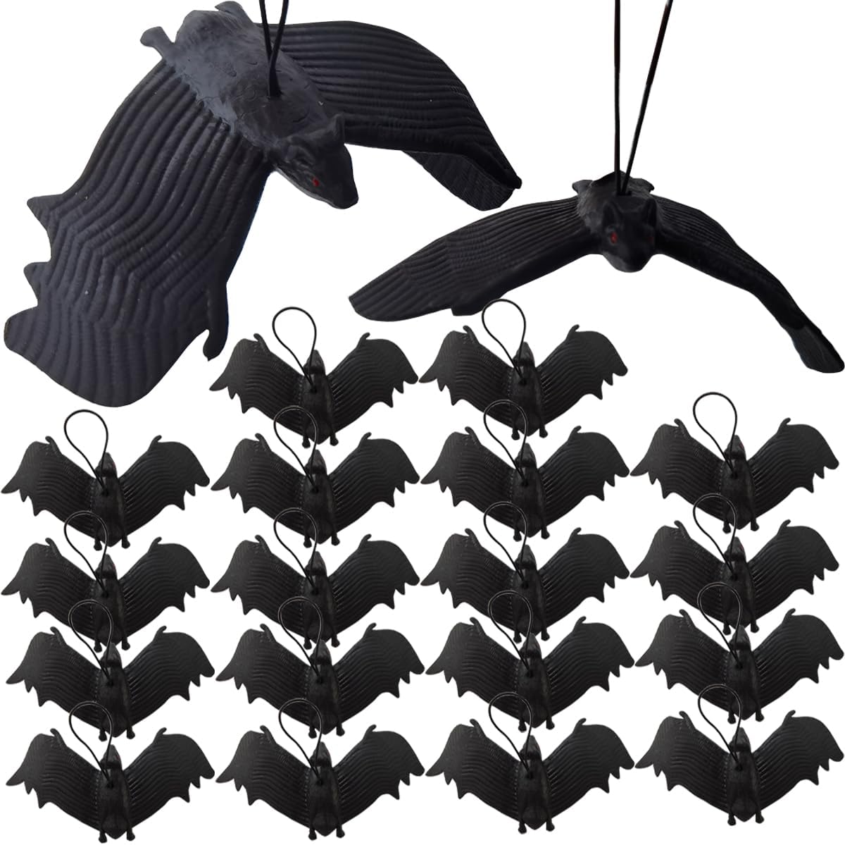 TIHOOD 22PCS Halloween Bats, Rubber Vampire Bats, Hanging Bat for Halloween Party, April Fool's Day, Haunted House