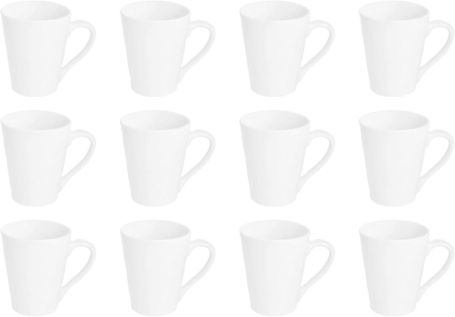 Argon Tableware White Coffee Mug Set of 12 - 285ml Dishwasher Safe Cups for Latte, Tea, Cappuccino, Hot Chocolate | Hot Drinks Mugs