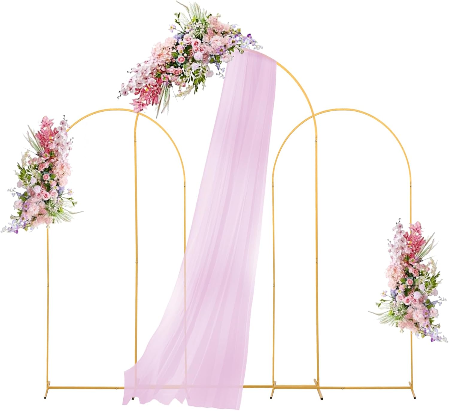 SUOEDD Metal Arch Backdrop Stand Gold Set of 3 (6FT+7.2FT+6FT) Square Wedding Balloon Arch Stand Backdrop Frame for Birthday Party Baby Shower Graduation Ceremony Decoration