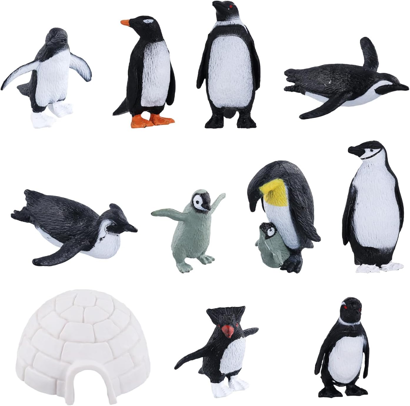 11pcs Mini Penguin Figurines, Realistic Plastic Penguin Figures Arctic Miniature Penguin Figurines Penguin Cake Topper Mini Penguin Toys Tiny Animals for Party Supplies Gifts for Kids