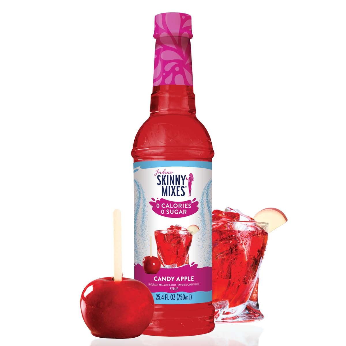 Jordan's Skinny Mixes Sugar Free Candy Apple Syrup - 0 Calories 0 Sugar 0 Carbs - Gluten Free, Keto Friendly, Made in the USA