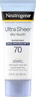 Neutrogena Ultra Sheer Dry-Touch Water Resistant and Non-Greasy Sunscreen Lotion with Broad Spectrum SPF 70, 3 Fl Oz (Pack of 1)