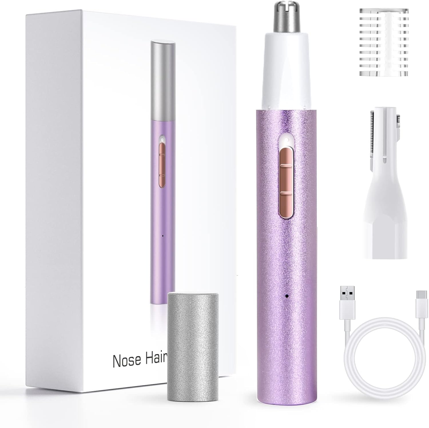 Nose Hair Trimmer for Women Men,2025 Rechargeable 2 in 1 Eyebrow and Facial Trimmer, Painless Ear Hair Trimmer with Powerful Motor and Dual-Edge Blades,Perfect for Face