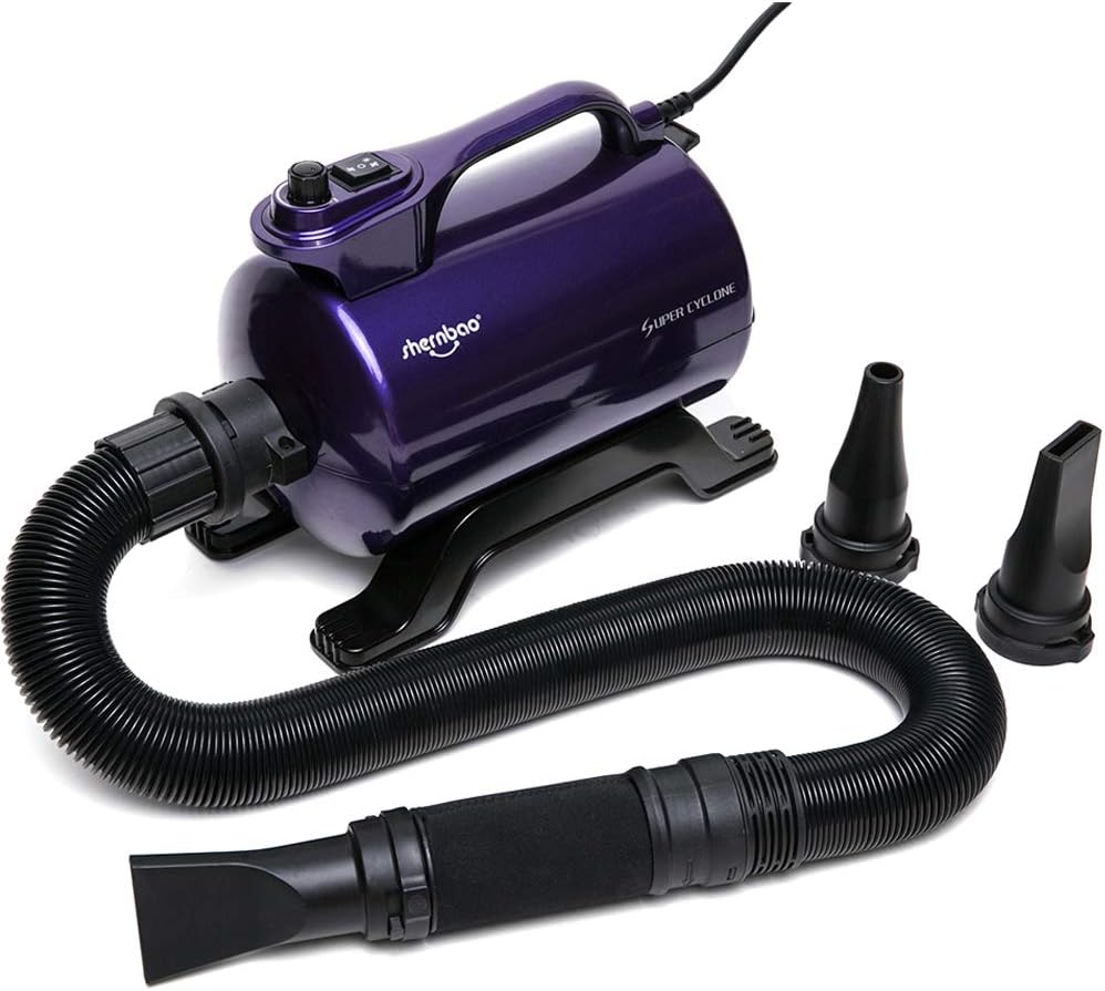 shernbao High Velocity Professional Dog Pet Grooming Hair Drying Force Dryer Blower 5.0HP (Super Cyclone) SHD-2600P (Purple)