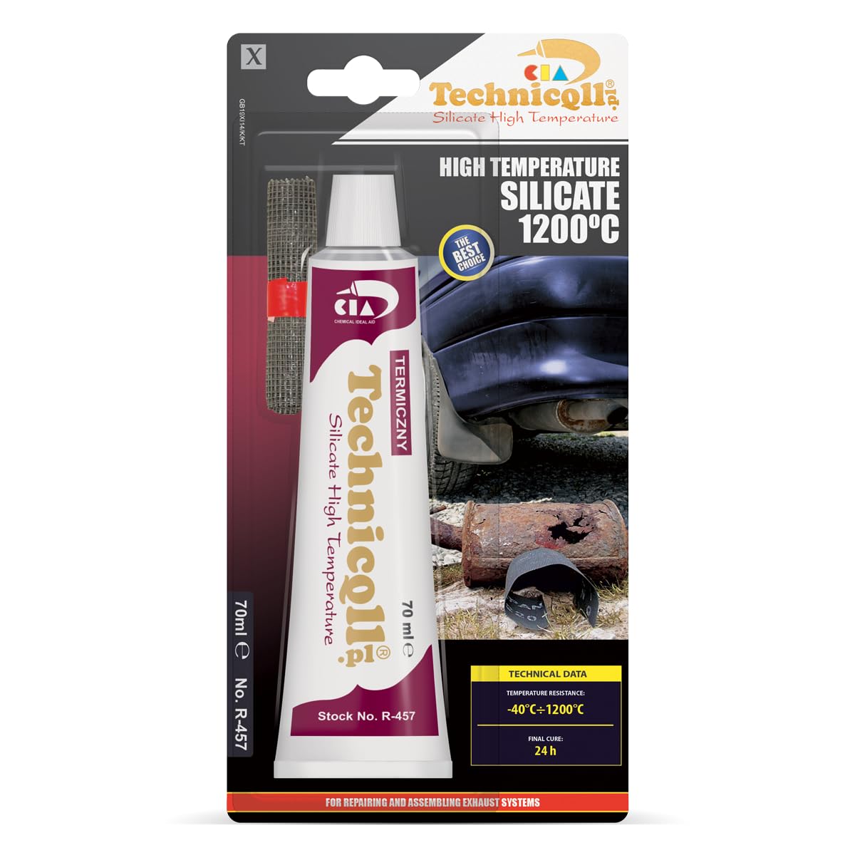 HIGH TEMPERATURE 1200'C ADHESIVE GLUE FOR EXHAUST FIREPLACE OVENS COLLECTORS 70 ml new