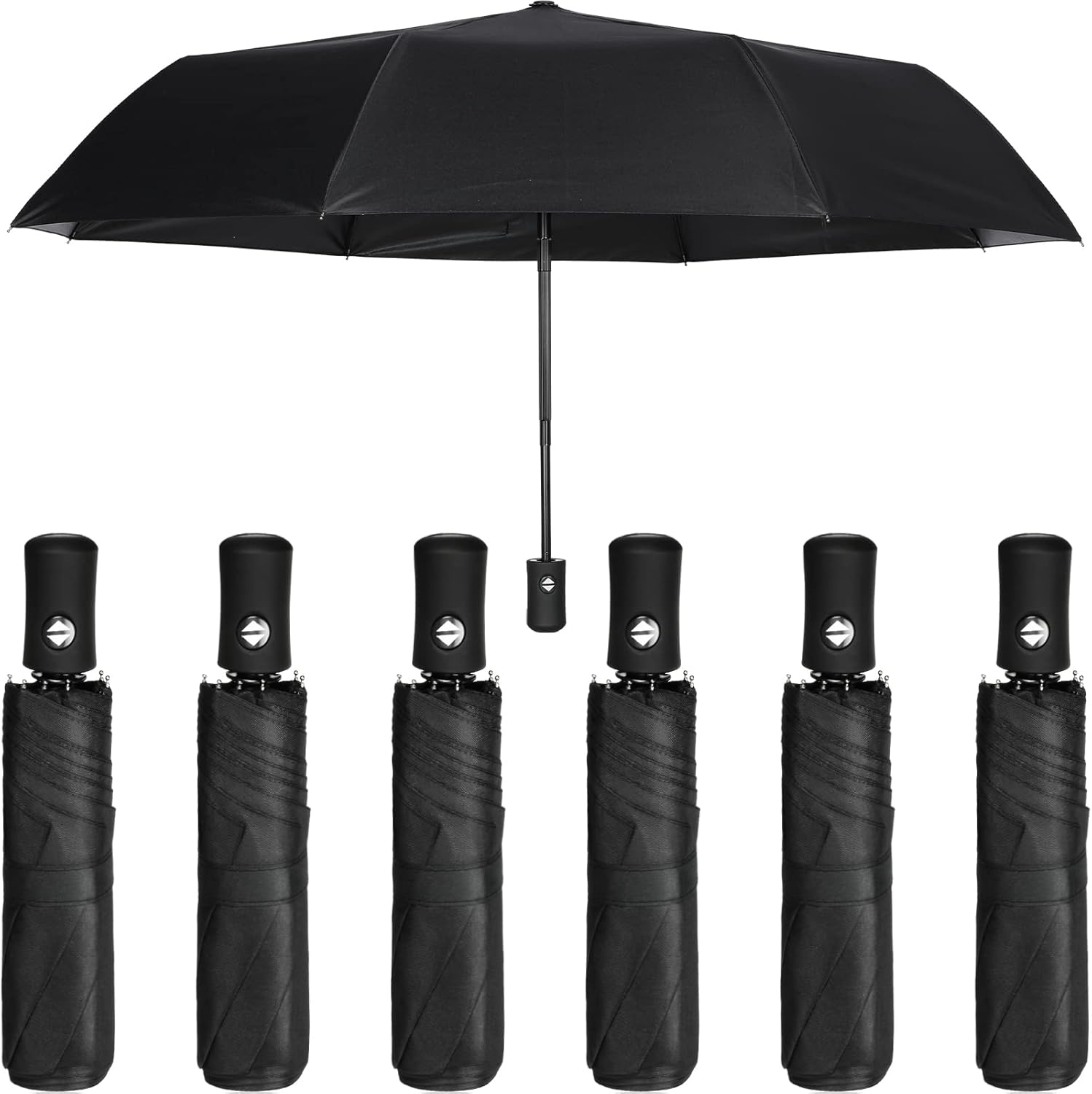 Jexine 6 Pcs Travel Umbrella Automatic Open Close Compact Umbrella Windproof Small Light Backpack Purse Car Portable Collapsible Umbrella for Rain, Men Women