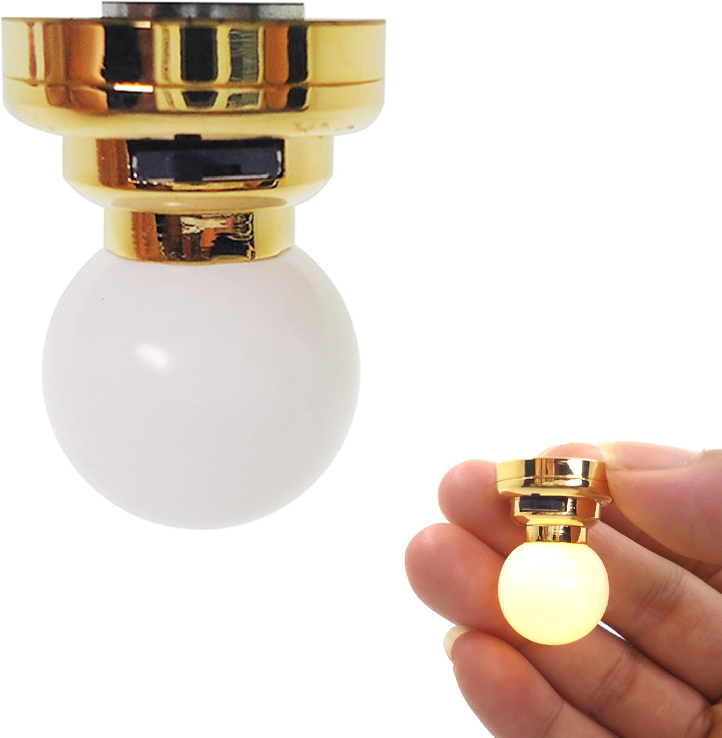 Pesoncarl Dollhouse Lights Battery Operated, 1:12 Scale Round Dollhouse Lighting, LED Doll House Lights with Switch Metal Base, Miniature for