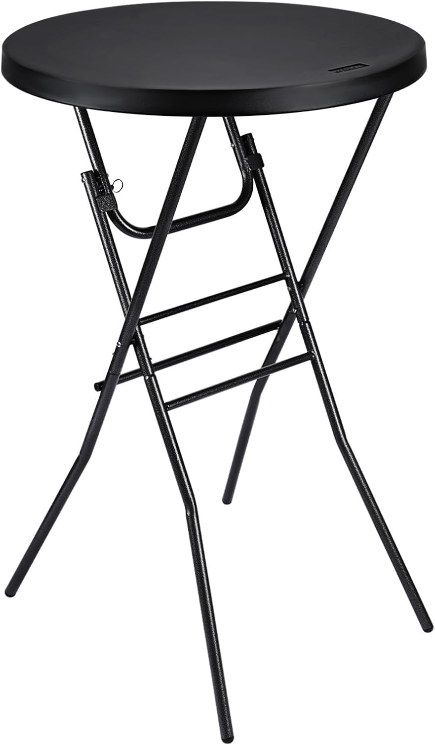 Cocktail Table 28in High Top Round Folding Indoor Outdoor, Plastic Bar Height Foldable Bistro Tall Table for Party, Patio, Dining Room, Kitchen, Events, Removable Locking Legs, Black