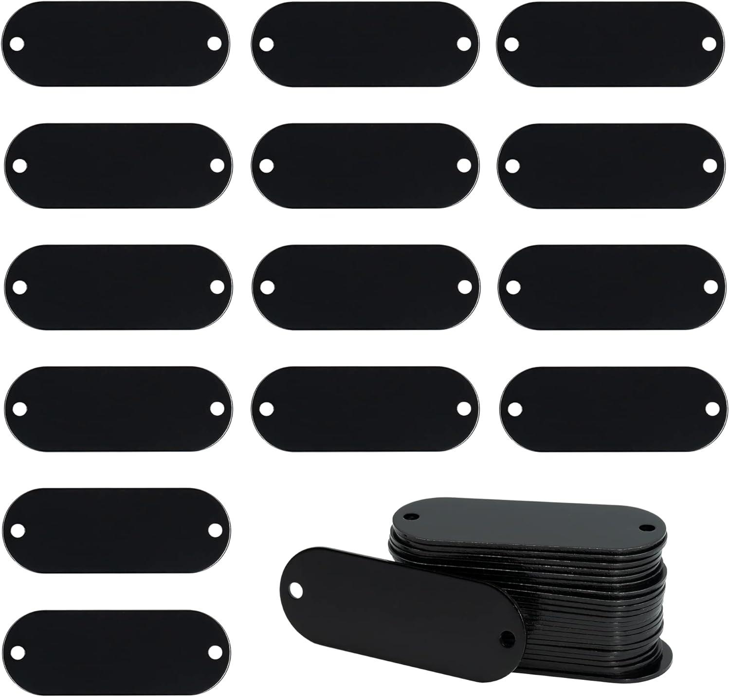 StayMax Aluminum Engraving Blanks Tags Stamping Blanks Tags with 2 Holes 25 Pack (Black)