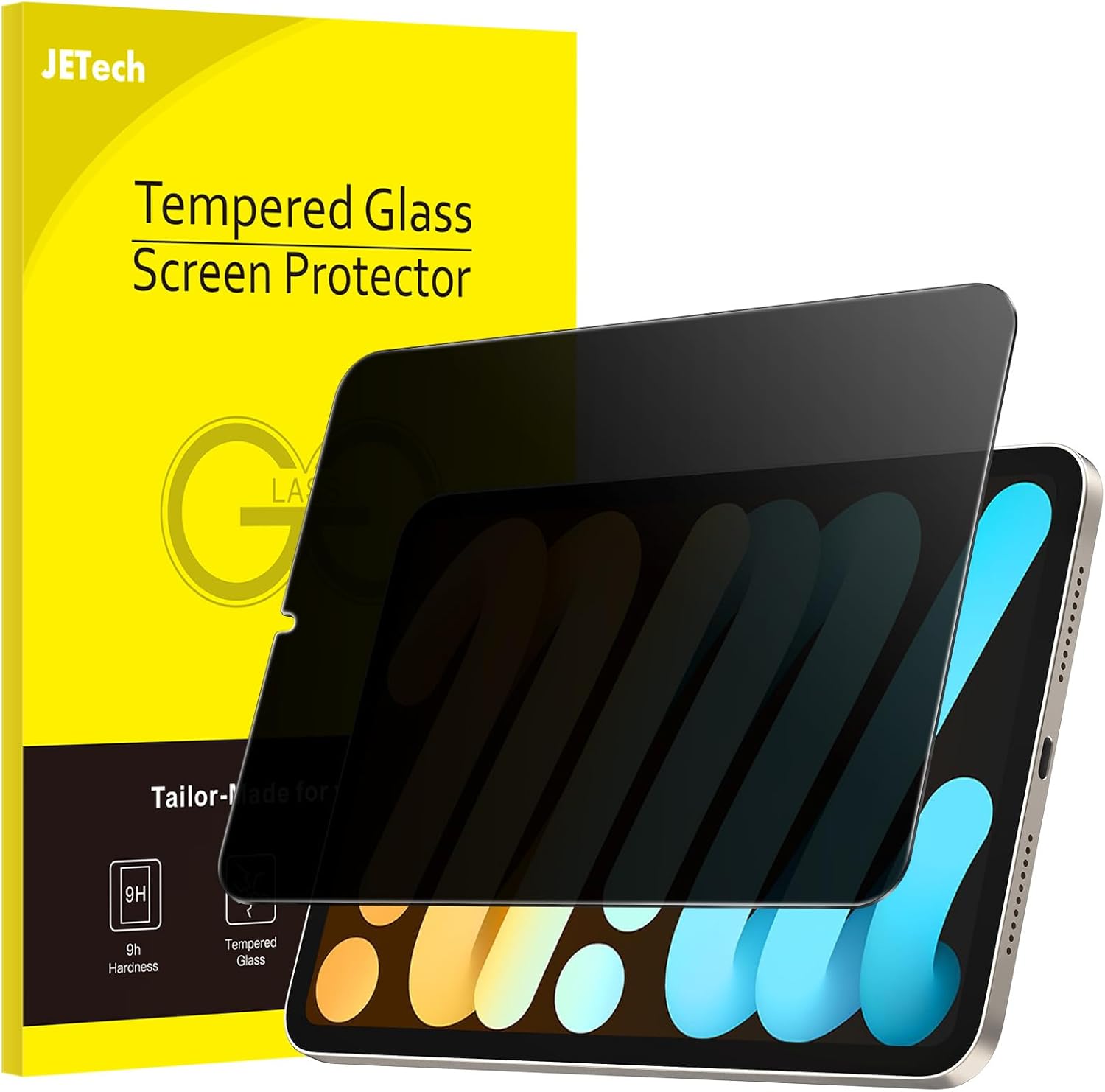 JETech Privacy Screen Protector for iPad mini (A17 Pro, 2024 Model, 7th Generation) / mini 6 (2021 Model, 6th Generation), 8.3-Inch, Anti-Spy Tempered Glass Film