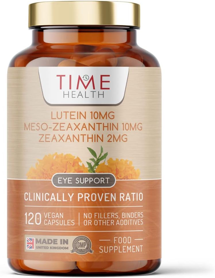 Lutein 10mg - Meso-zeaxanthin 10mg - Zeaxanthin 2mg – Micro-encapsulated Formula – 100% Pure Natural Highly Bioavailable – UK Manufactured (120 Capsule Pouch)