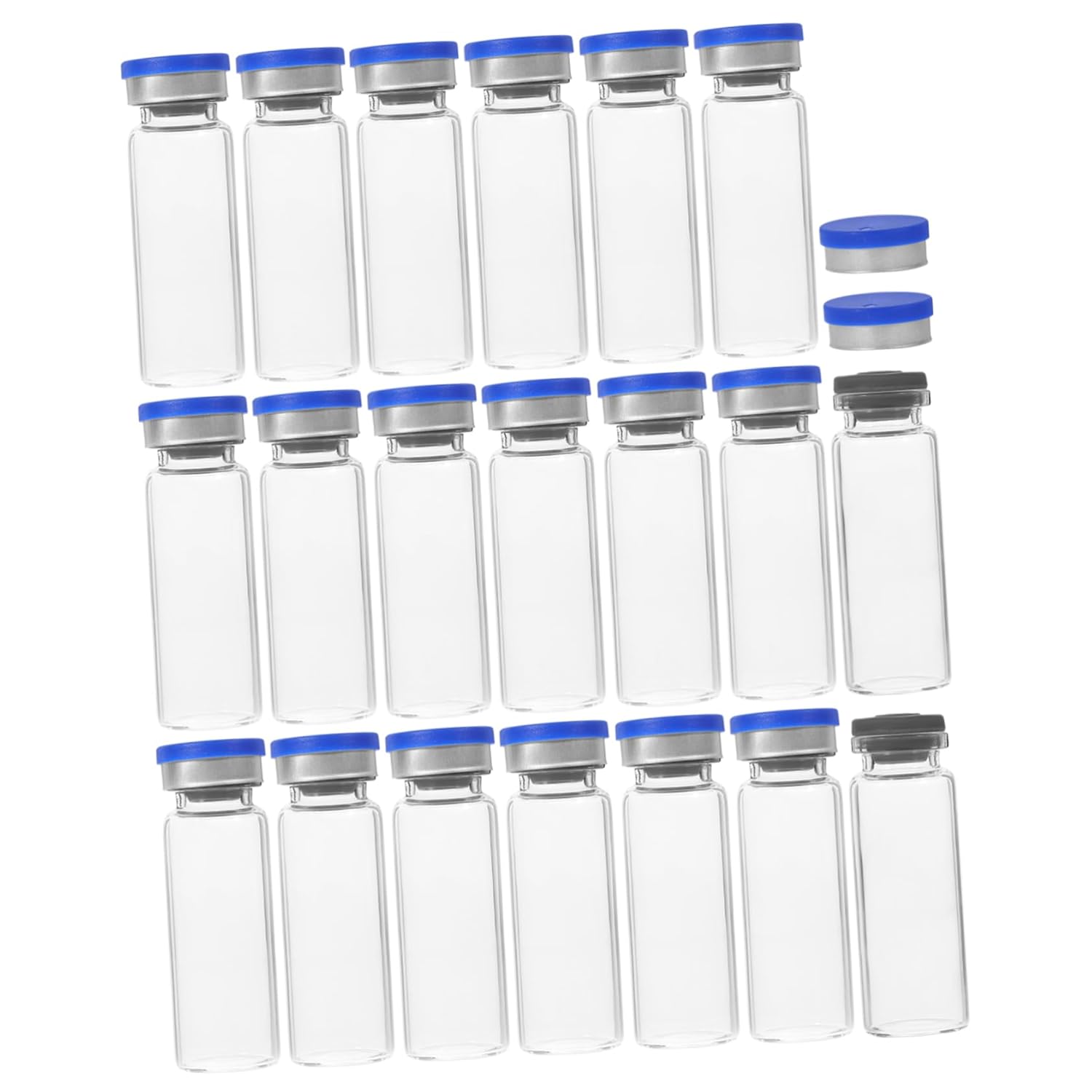 CANIGHT 20pcs Mini Dose Bottles Glass Vials with Caps Leakproof Test Tube Bottle for Essential Oil Lab Travel 12ml