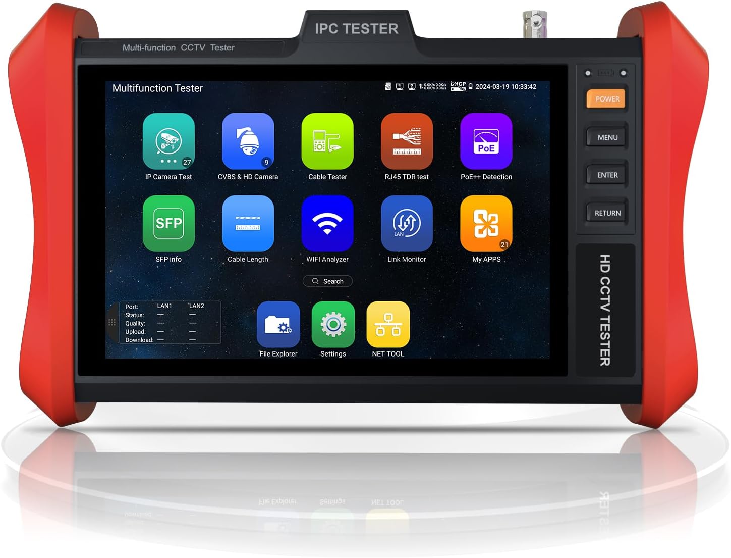 4K 12MP IP Camera Tester, WANLUTECH 90W PoE Power Output 8'' Touchscreen CCTV Test for 8MP TVI CVI AHD CVBS Cameras, SFP Test, RJ45 Cable TDR Test, WiFi Network Tools, HDMI VGA (E89)