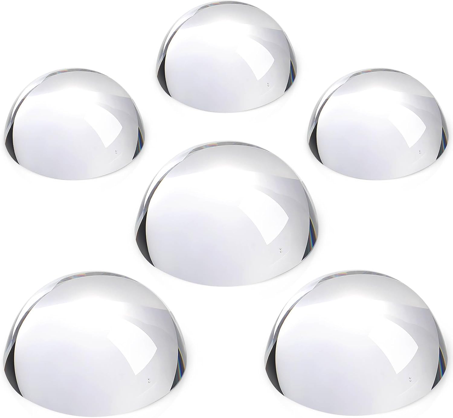 6 Pcs Crystal Dome Magnifier Paperweights Glass Paperweight Reading Magnifying Glass Clear Optical Half Ball Lens for Office Desk Home Gift (1.97 Inch and 2.76 Inch)
