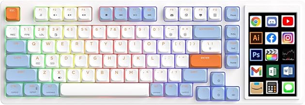 AKP815 75% Wired Low Profile Mechanical Keyboard with 4.33in Large Touch Screen, Desktop Stream Controller Programmable Keyboard Work for Win & Mac