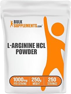BulkSupplements.com L-Arginine HCl Powder - L-Arginine 1000mg, Arginine Supplement - Nitric Oxide Supplement, Nitric Oxide Powder - Pure & Gluten Free, 1000mg per Serving, 250g (8.8 oz)