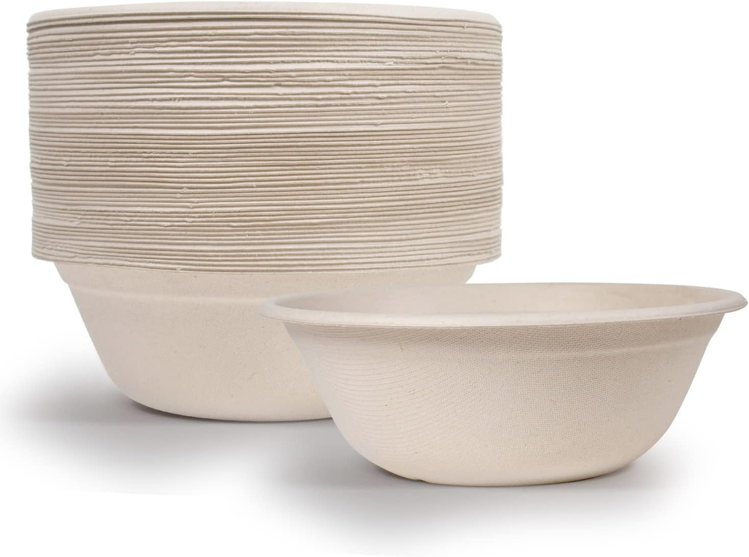 Upper Midland Products 40 oz Disposable Eco Bowls Large 50 Pack Beige