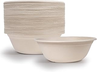 Upper Midland Products 40 oz Disposable Eco Bowls Large 50 Pack Beige