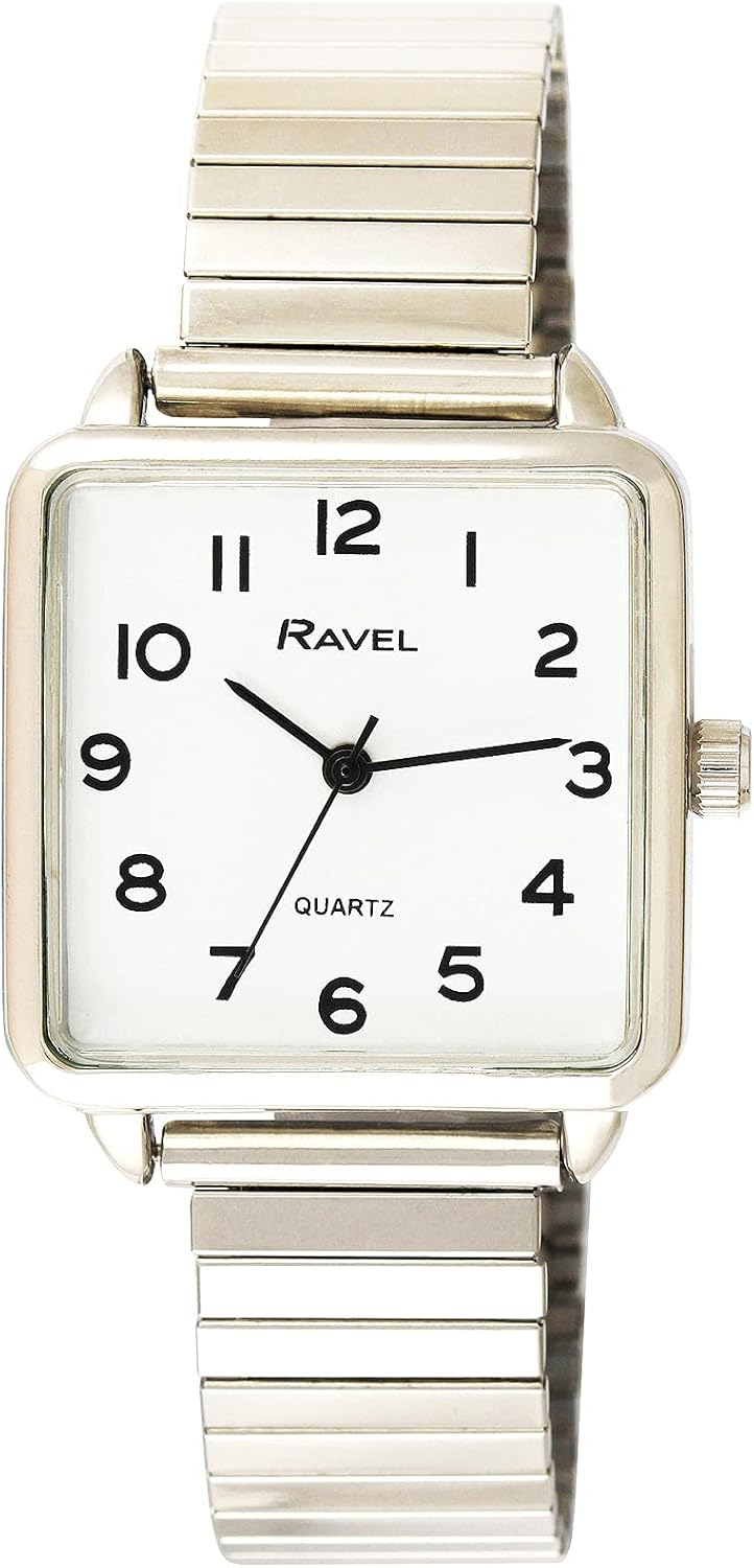 Ravel Women's Classic Square Everyday Watch with Clear Numbers