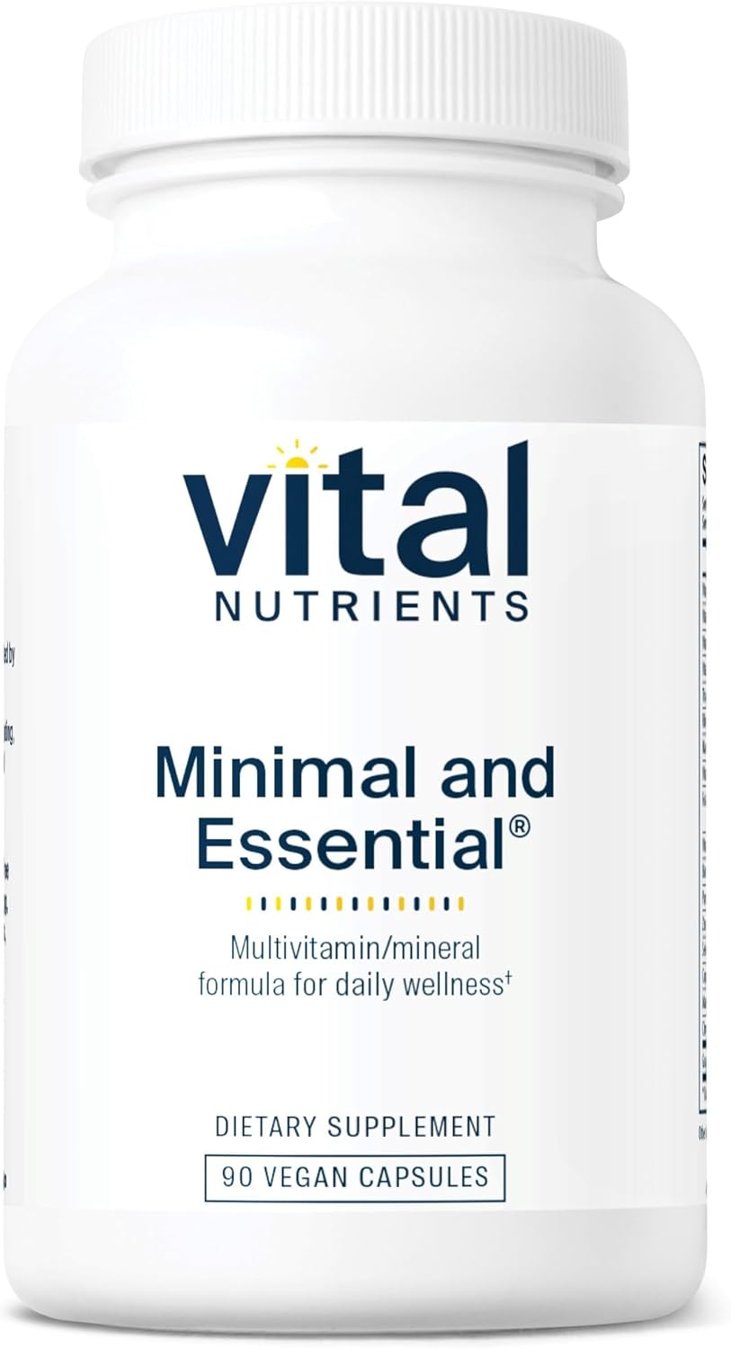 Vital Nutrients Minimal and Essential Multivitamin | Vegetarian One per Day Multi Vitamin, Mineral, & Antioxidant Supplement* | Iron-Free | Gluten, Dairy, Soy Free | Non-GMO | 90 Capsules