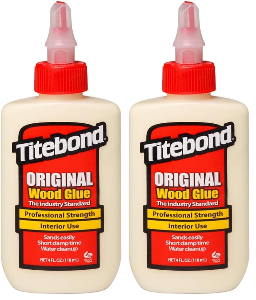 Titebond Original Wood Glue 5062, Industry Standard for Woodworking, Furniture Repair/Assembly, Construction, Home Repair or Modeling, 4 oz (Pack of 2)