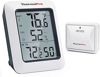 ThermoPro TP60 Digital Hygrometer Indoor Outdoor Thermometer Wireless Temperature and Humidity Gauge Monitor Room Thermometer with 500ft/150m Range Humidity Meter