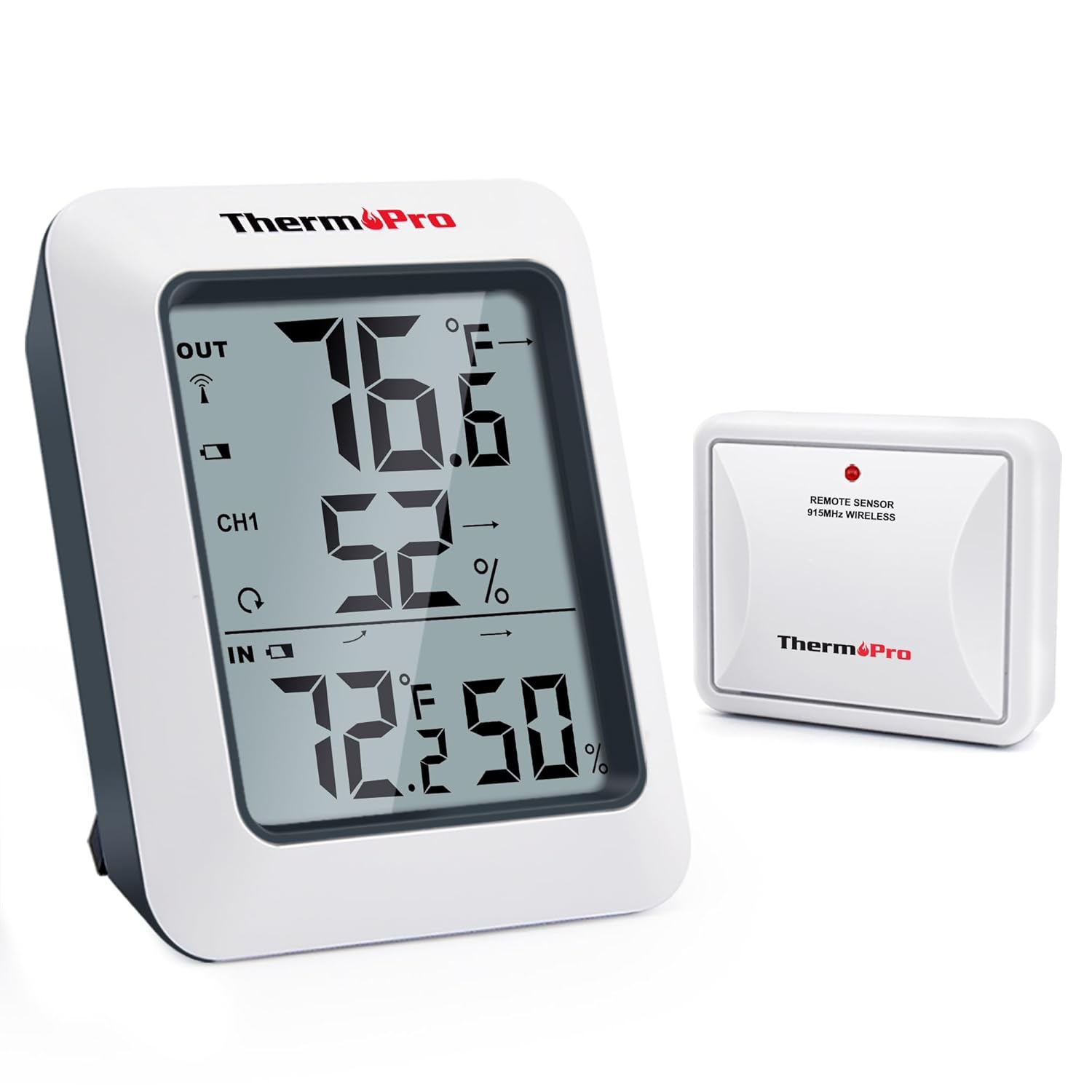 ThermoPro TP60 Digital Hygrometer Indoor Outdoor Thermometer Wireless Temperature and Humidity Gauge Monitor Room Thermometer with 500ft/150m Range Humidity Meter