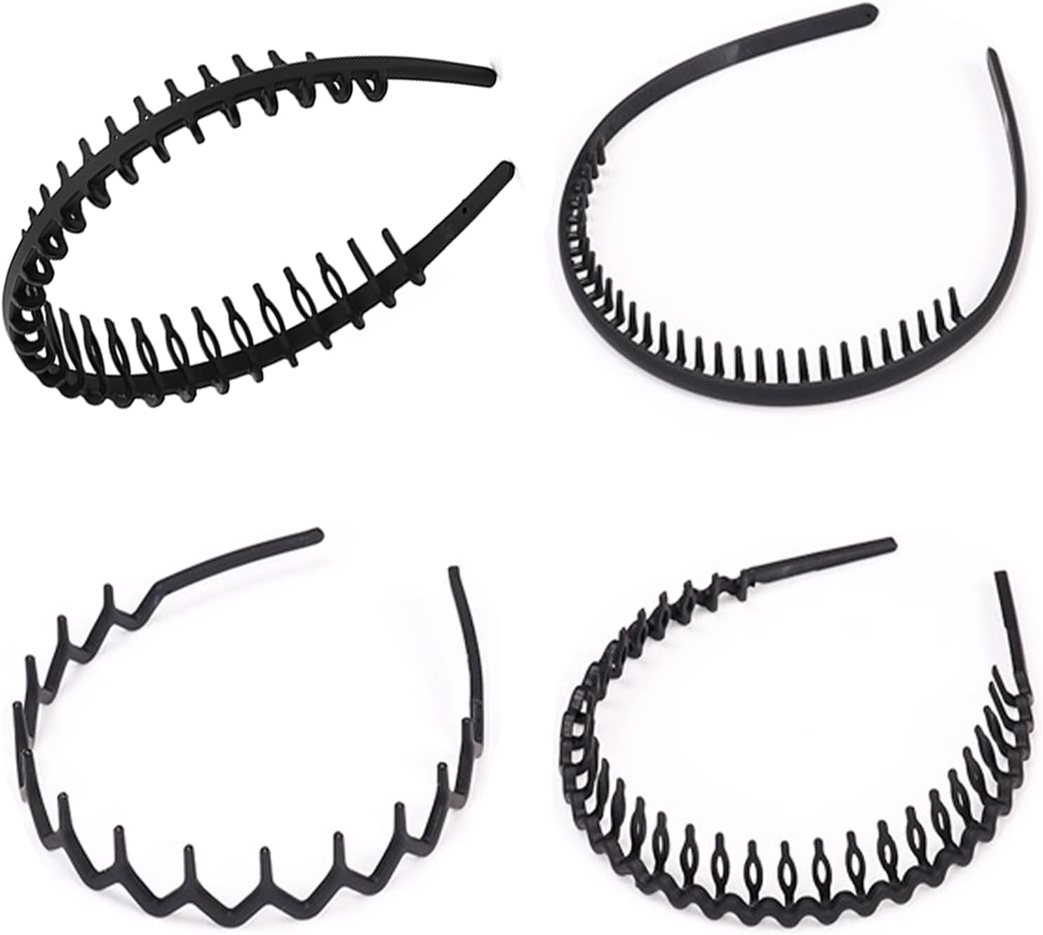 RoxNvm Hair Bands, 4pcs Elastic Zigzag Hairband, Mens Headband, Matte Non-Slip Comb Headband Sport Fashion Hair Band Accessories for Yoga, Sports, Outdoor