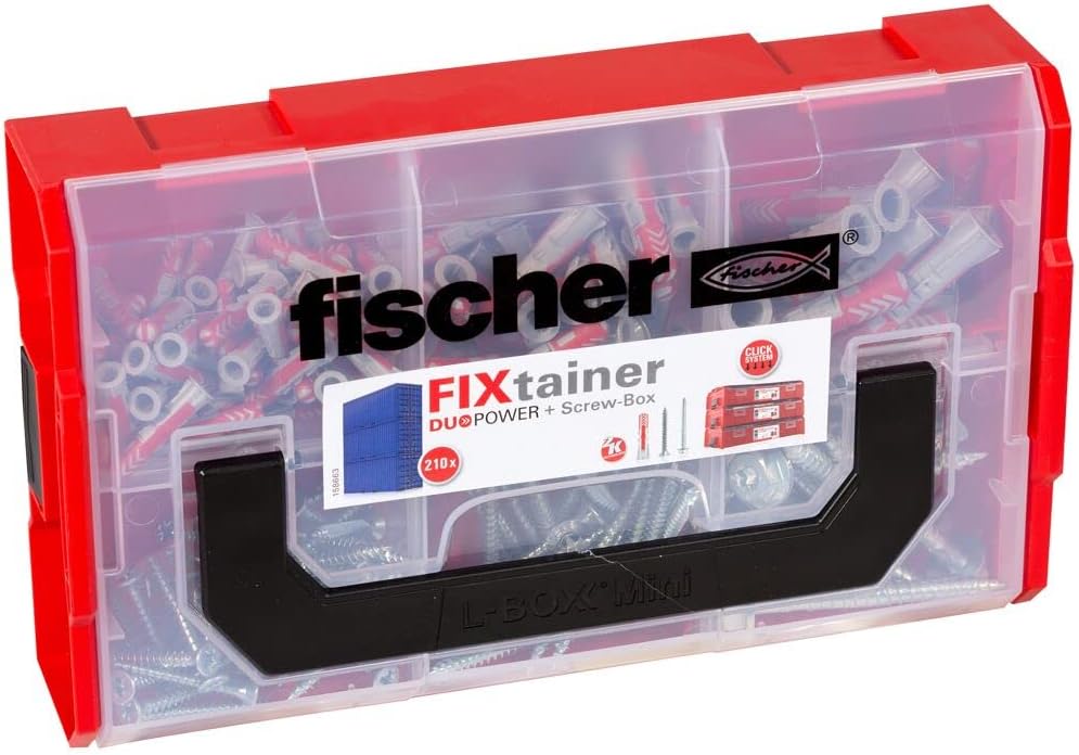 Fischer 536162 DUOPOWER Wallplug with Screws, Red/Grey/Metal