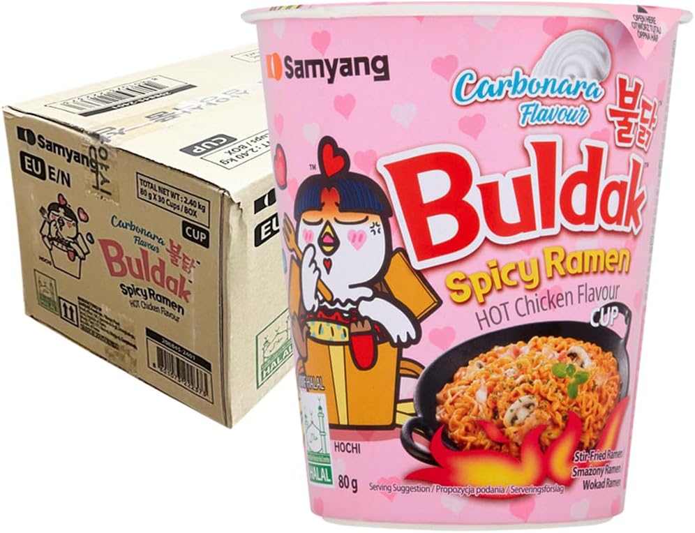 Samyang Hot Chicken Carbo Carbonara Flavour Cups (Box of 30) HALAL
