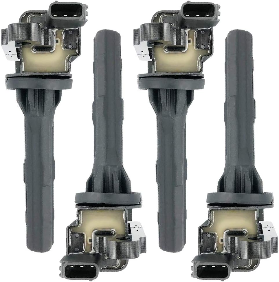 Set of 4 Ignition Coil Pack Compatible With Daihatsu YRV Copen Extol Materia Sirion Terios Toyota Sparky Duet Cami Avanza 1.3L 1998- K3-VE Replaces OEM FK0099 9004852130 90048-52130 (4)