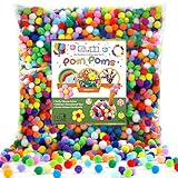 Caydo 1200 Pieces 1cm Assorted Pom Poms, Small Pompom Balls for Kids Creative Arts & Crafts Projects Making and DIY Decorations