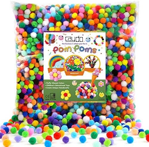 Caydo 1200 Pieces 1cm Assorted Pom Poms, Small Pompom Balls for Kids Creative Arts & Crafts Projects Making and DIY Decorations