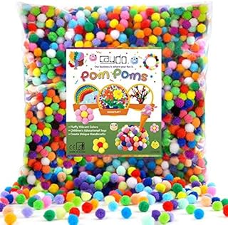 Caydo 2000 Pieces 1 cm Pompoms, Fuzzy Pom Poms Ball for DIY Art Craft Supplies（Assorted Color）