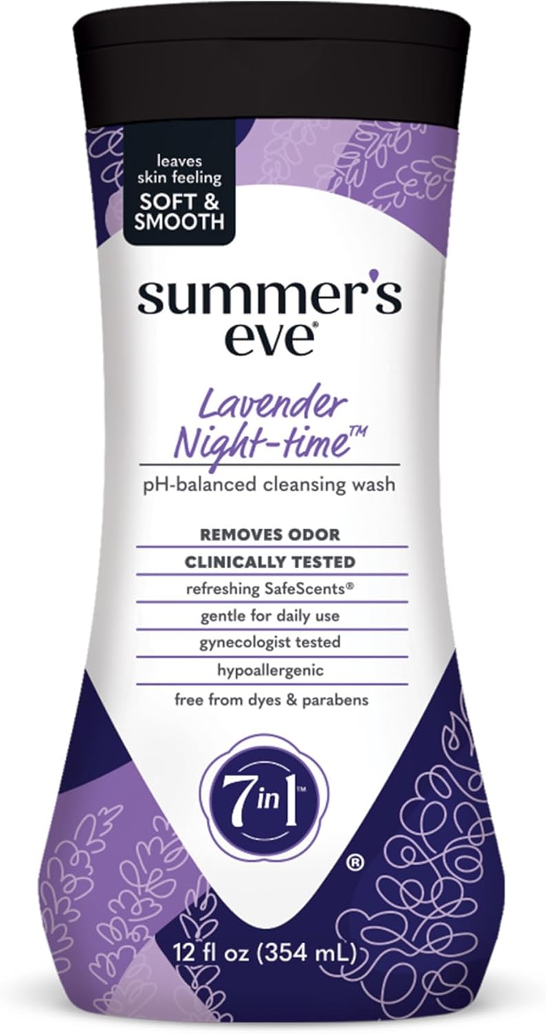Summer's Eve Lavender Night-time Daily Refreshing All Over Feminine Body Wash, Removes Odor, Feminine Wash pH Balanced, 12 fl oz