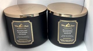 Bath & Body Works White Barn 3-Wick Candle in Mahogany Teakwood High Intensity (Pack of 2)