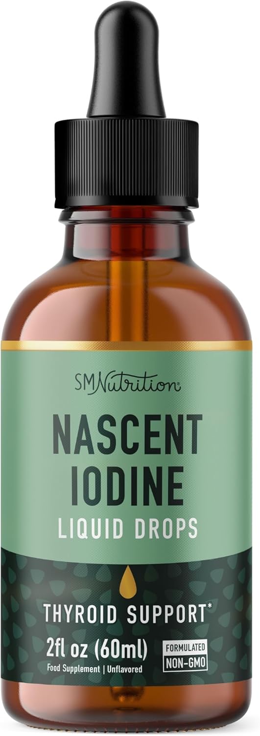 Liquid Nascent Iodine Drops | Iodine Supplement for Thyroid, Energy & Metabolism Support | 2 Fl Oz | 500 Servings | Non-GMO, Vegan, Third-Party Tested, Highly Absorbable | 1100 mcg Per Serving