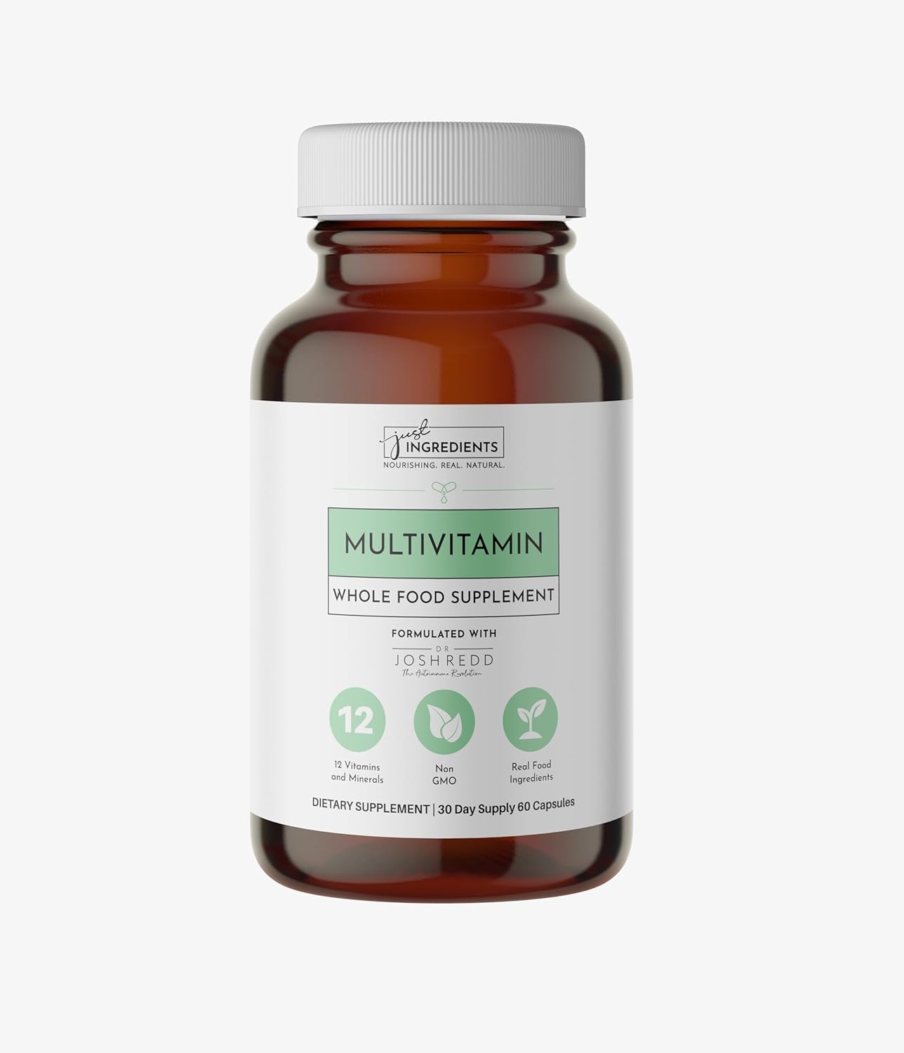 JUST INGREDIENTS Multivitamin Supplement - Plant-Based, Vegetarian, Muscle Growth - 60 Capsules