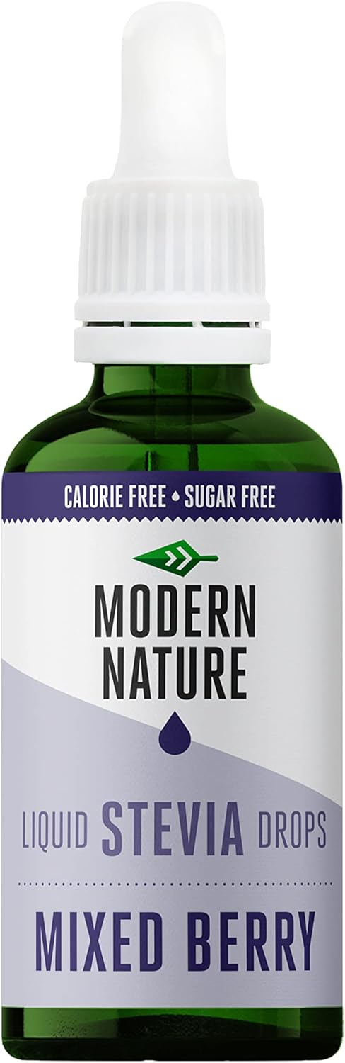 Modern Nature Mixed Berry Flavour Drops - Liquid Stevia Drops Sweetner - Zero Calorie Sugar Free Squash Alternative – Water Flavouring Drops, Protein Powder, Yoghurt, Tea – Vegan, Keto Sweetener 50ml