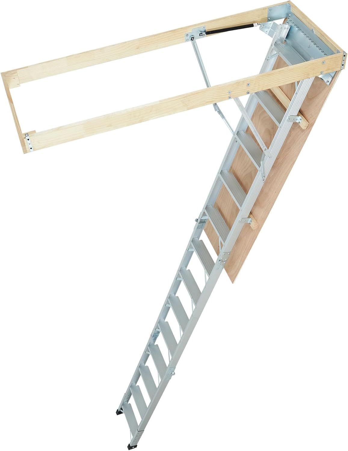 VEVOR Attic Ladder Foldable, 350-pound Capacity, 22.5" x 63", Multi-Purpose Aluminium Extension, Lightweight and Portable, Fits 9.5'-12' Ceiling Heights, Convenient Access to Your Attic Standard
