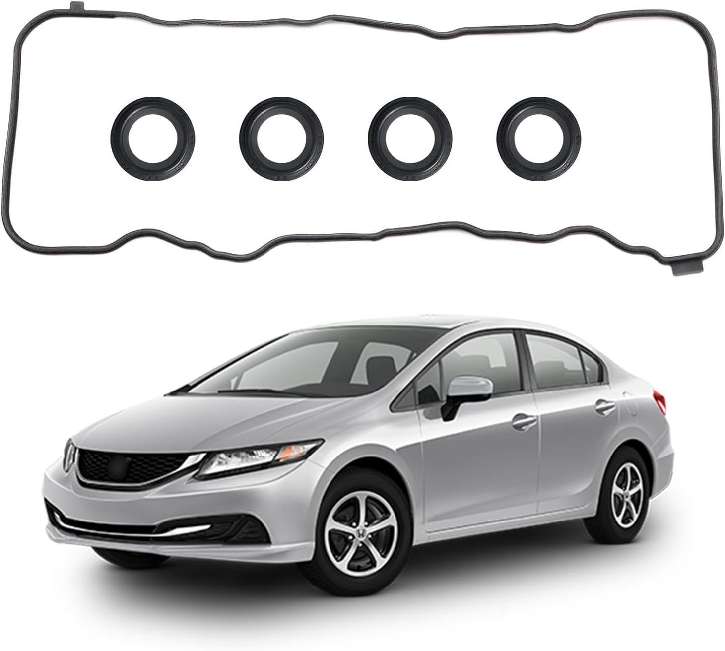 VS50563 Engine Cylinder Valve Cover Gasket Kit Fit for 2006-2015 Honda Civic 1.8L, for 2016-2017 Honda HR-V 1.8L, Valve Cover Gasket Set for 2013-2015 Acura ILX 2.0L Replace OE# 12341RNAA01