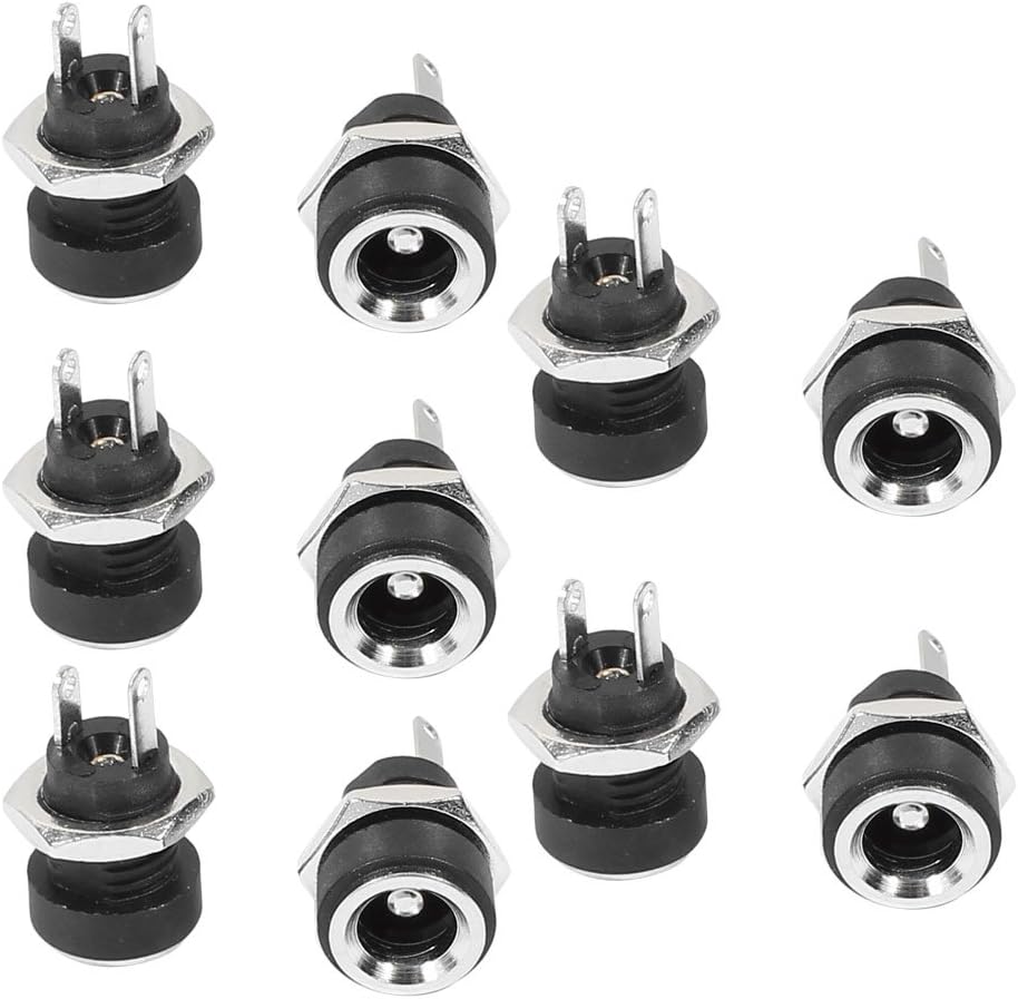 uxcell 10Pcs 5.5mm x 2.1mm DC Power Jack Socket Female Panel Mount Connector Black