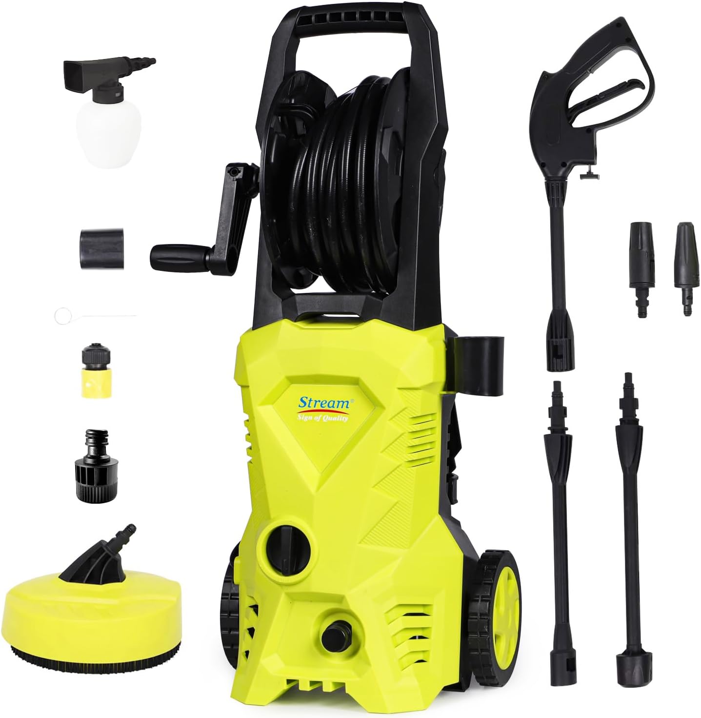 Stream Pressure Washers Jet Washer for Patio, 135Bar 1650W 420L/H Portable Power Washers with Brush, Electric High Power Washer Car Washing Machine, Garden Cleaning Machine for Driveway