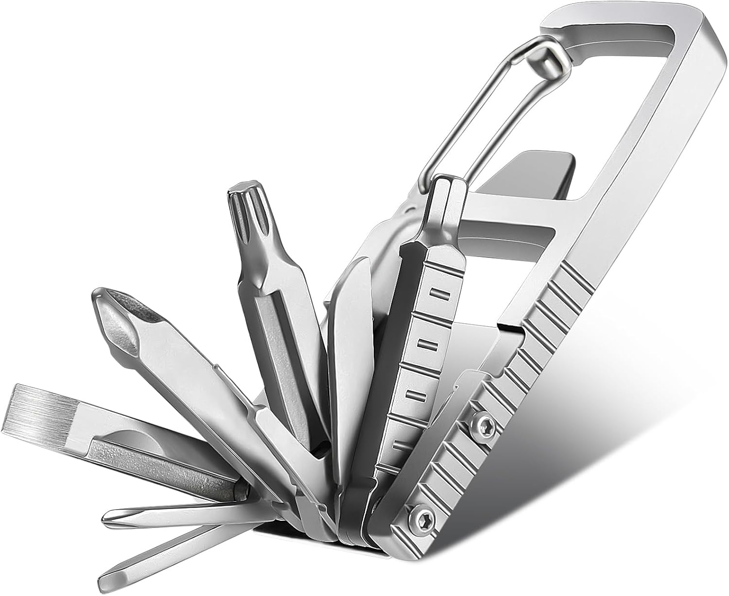 Uadme 12 in 1 Multitool Keychain, Stainless Steel Pocket Folding EDC Gadgets, Multi Tool for Screwdriver Bit, Knife, Bottle Opener and Outdoor Repair Tools, Tools Gifts for Men