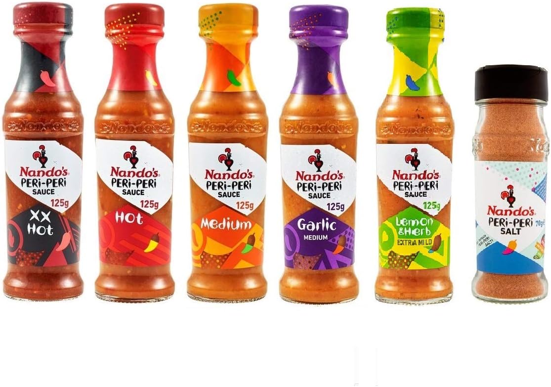 Peri-Peri Salt & 5 Assorted Multi-Flavours Nando's Sauce 125g (Pack of 6)