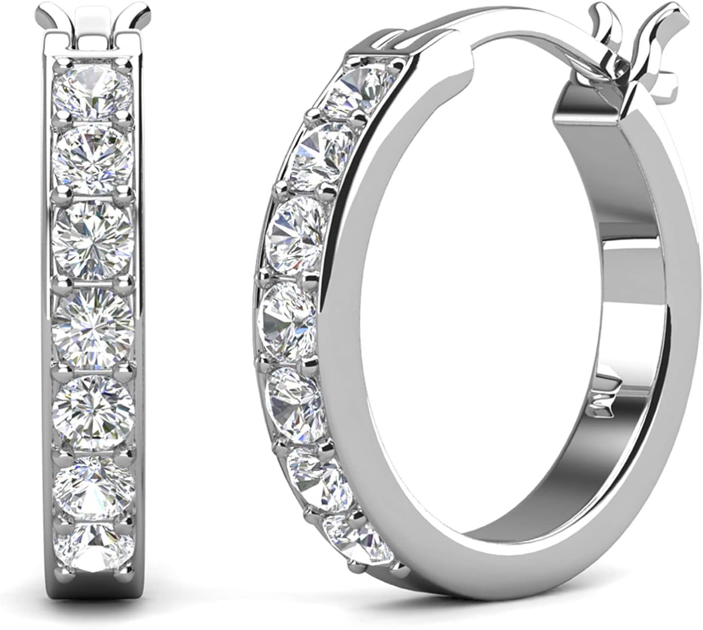 Hoop Loop Earrings for Women18K White Gold with Sparkling Element Crystal with Jewellery Box for Women Wife Mother Daughter