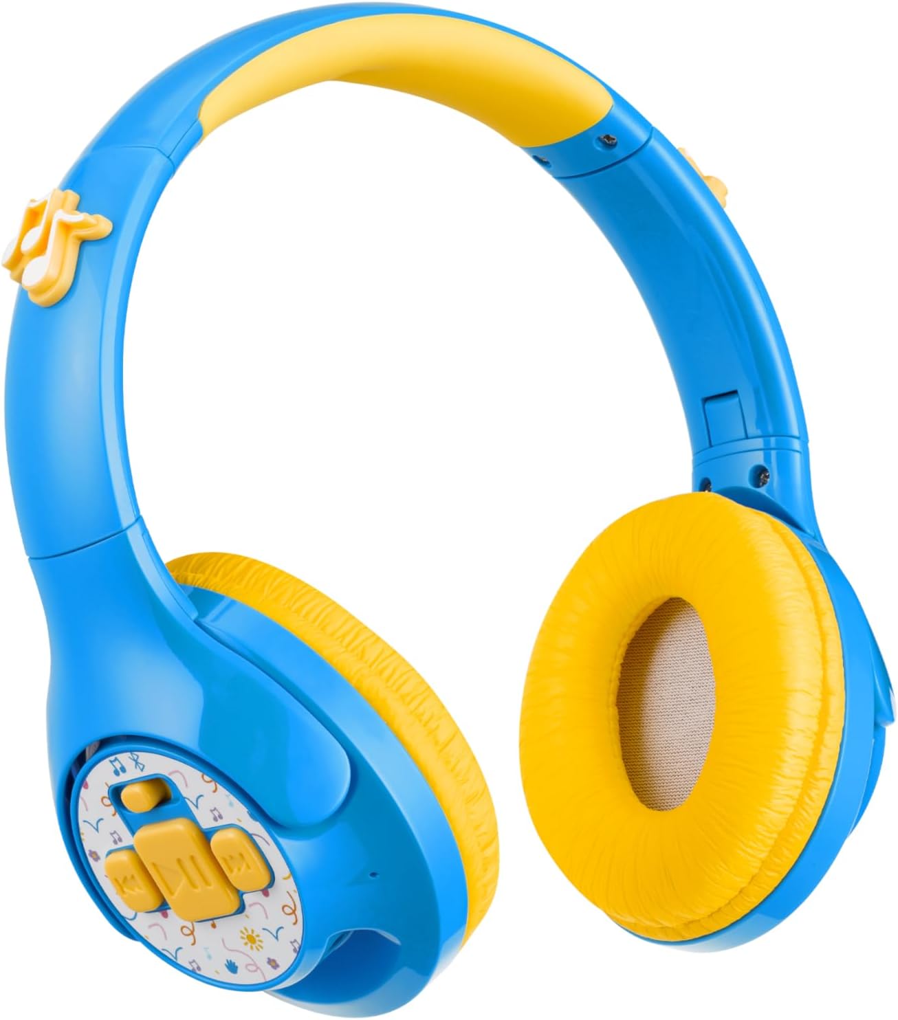eKids Ms Rachel Toddler Headphones with Built-in Kids Music, Bluetooth Headphones with Rechargeable Battery and USB-C Charging Cable