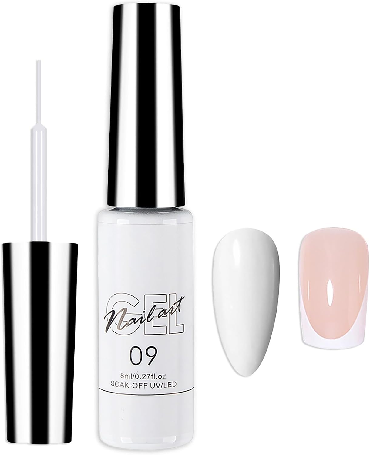 White Gel Nail Polish Liner - French Nail Art Design, UV-Curable Color Gel for Fine-Tip Nail Liner, Women's DIY Home Salon
