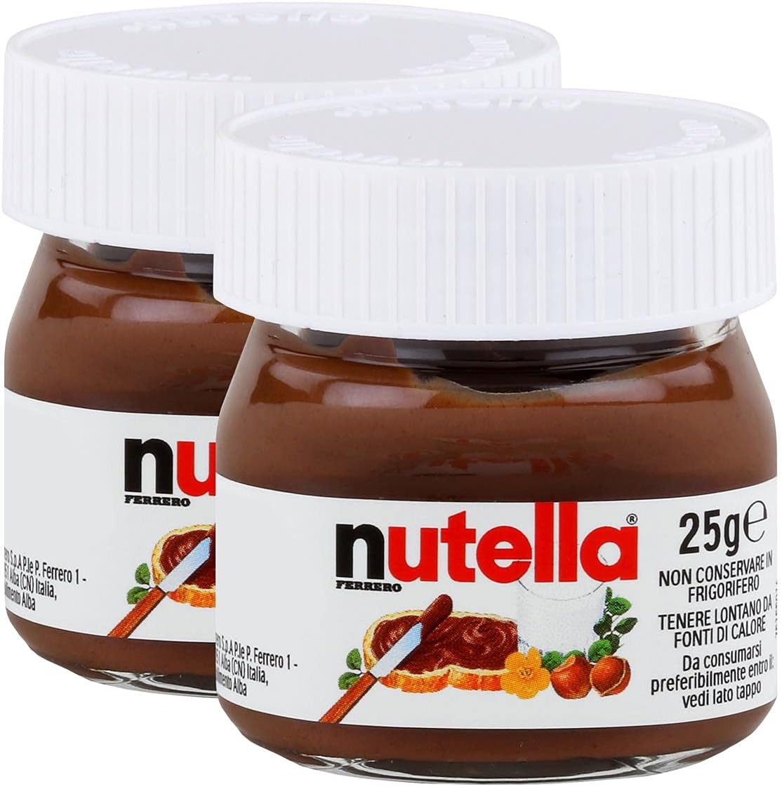 Ferrero Nutella Small Mini Design Jar, Set of 2, 25 g Bread Spread, Nut Nougat Spread, Chocolate Spread
